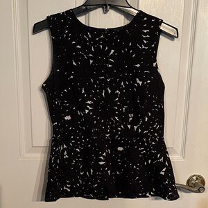 Ann Taylor Black and White Sleeveless Blouse